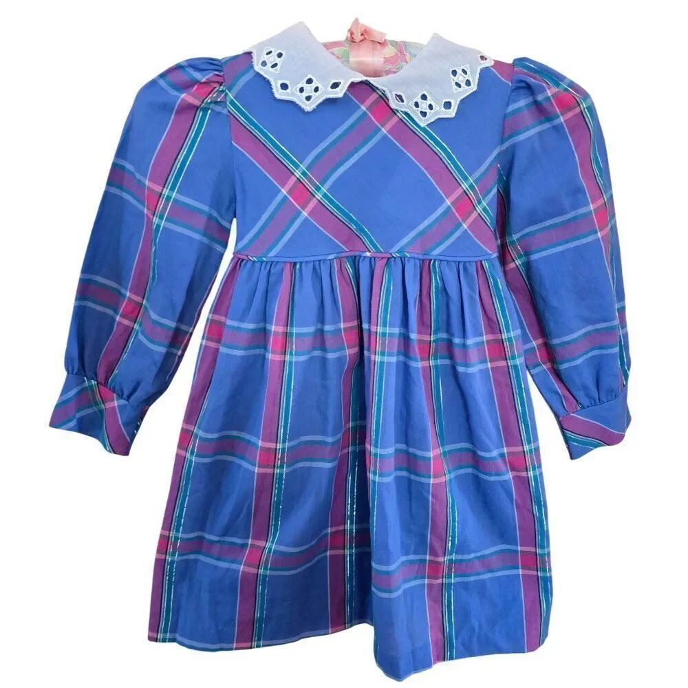 Disney Winnie The Pooh Girls Plaid Dress Size 5 Retro Adorable